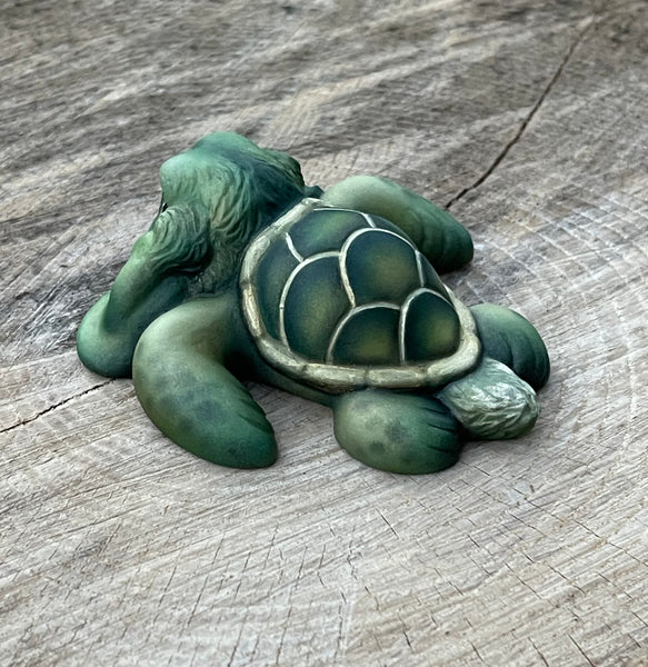 Handpainted Bunny Turtle: Olive
