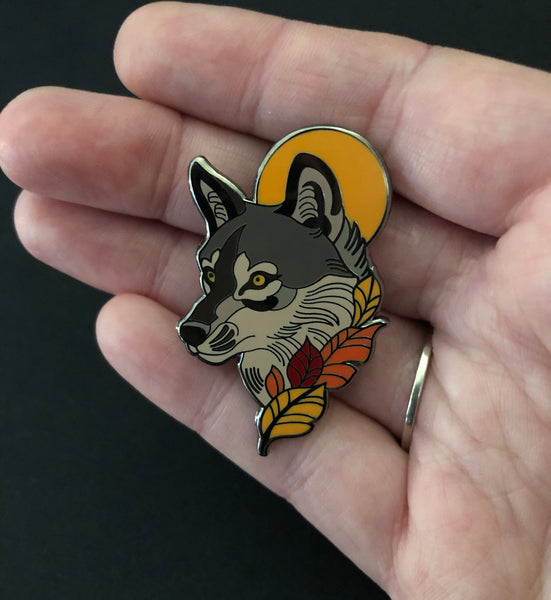 Autumn Wolf enamel pin