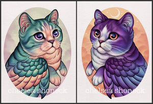 Meowl Pair - purple and teal