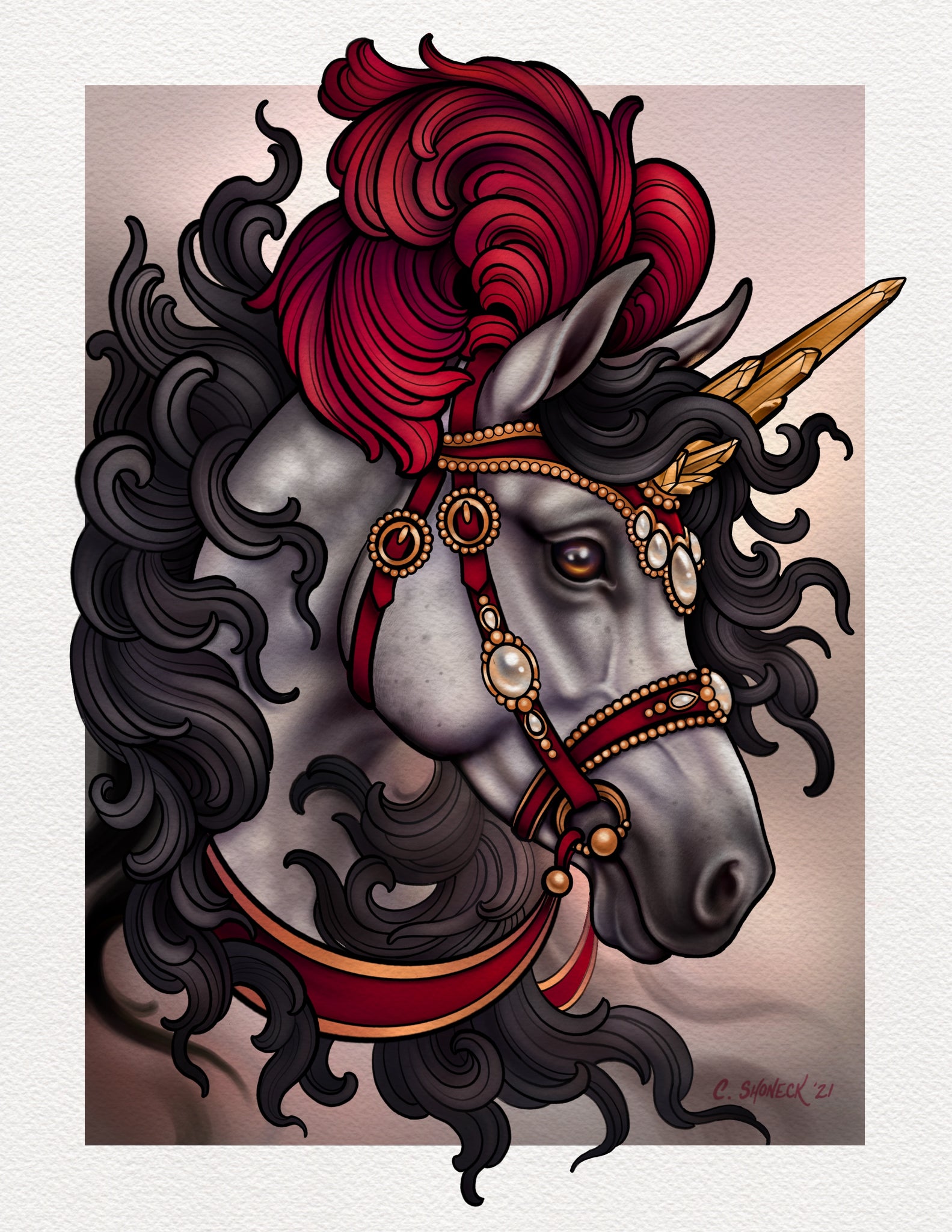 Carousel Unicorn - Grey